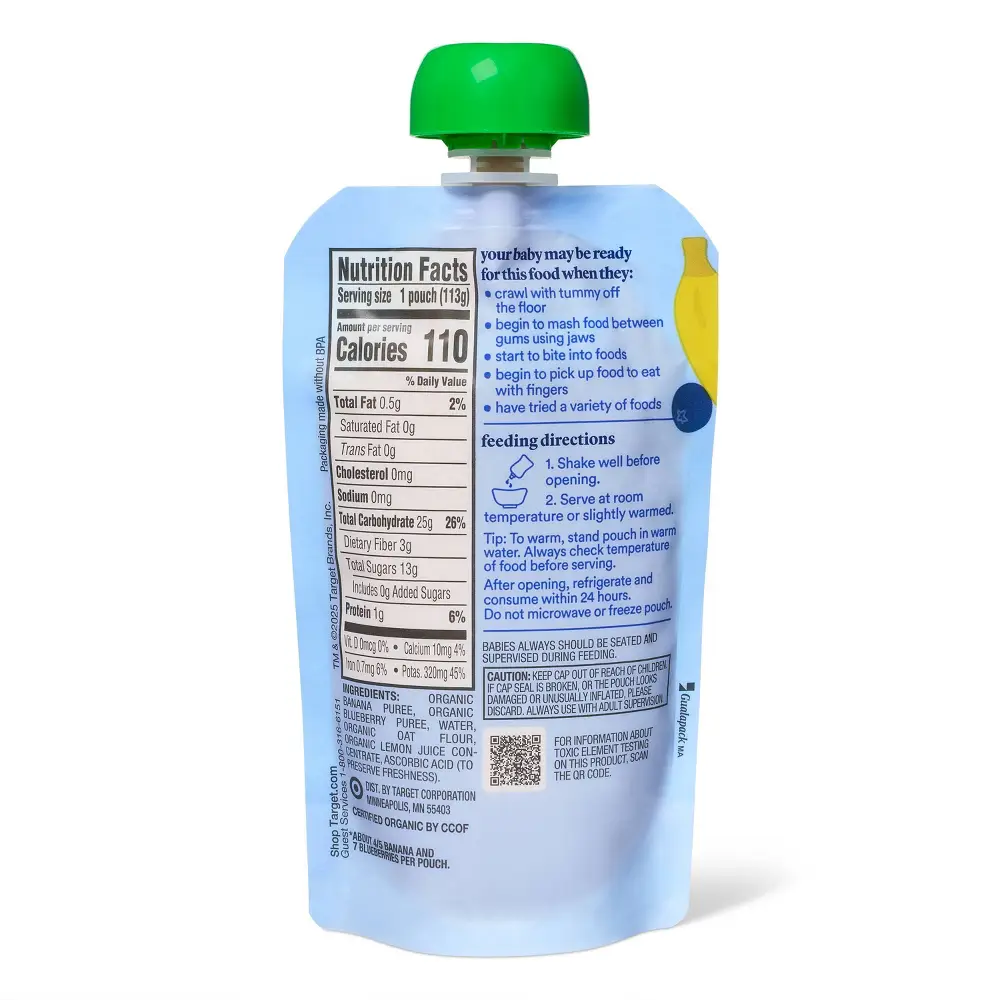 Good & Gather Organic Banana Blueberry Oat Baby Food - Image 2