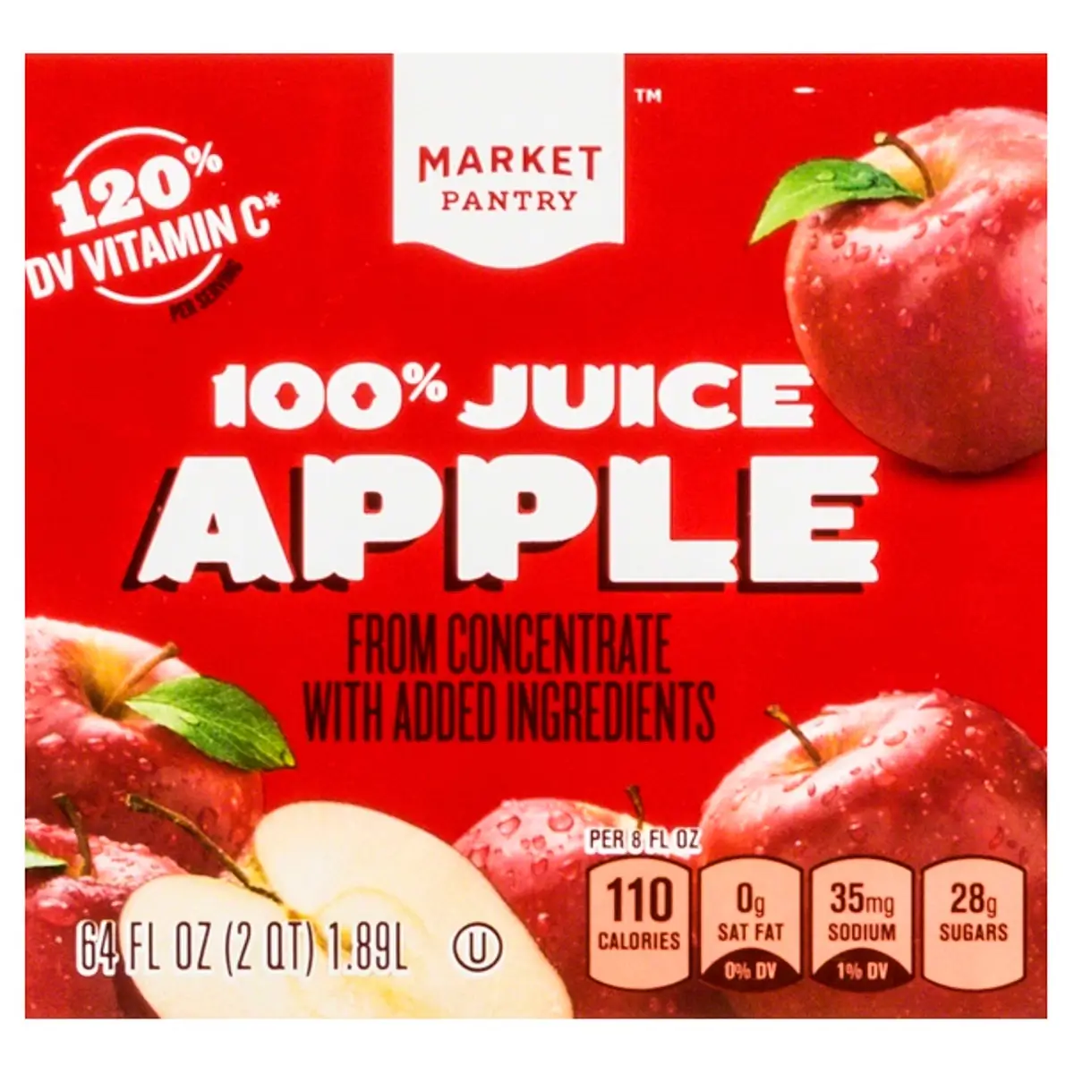 Market Pantry 100% Apple Juice Natural Flavor - 64 fl oz Bottle - Image 3