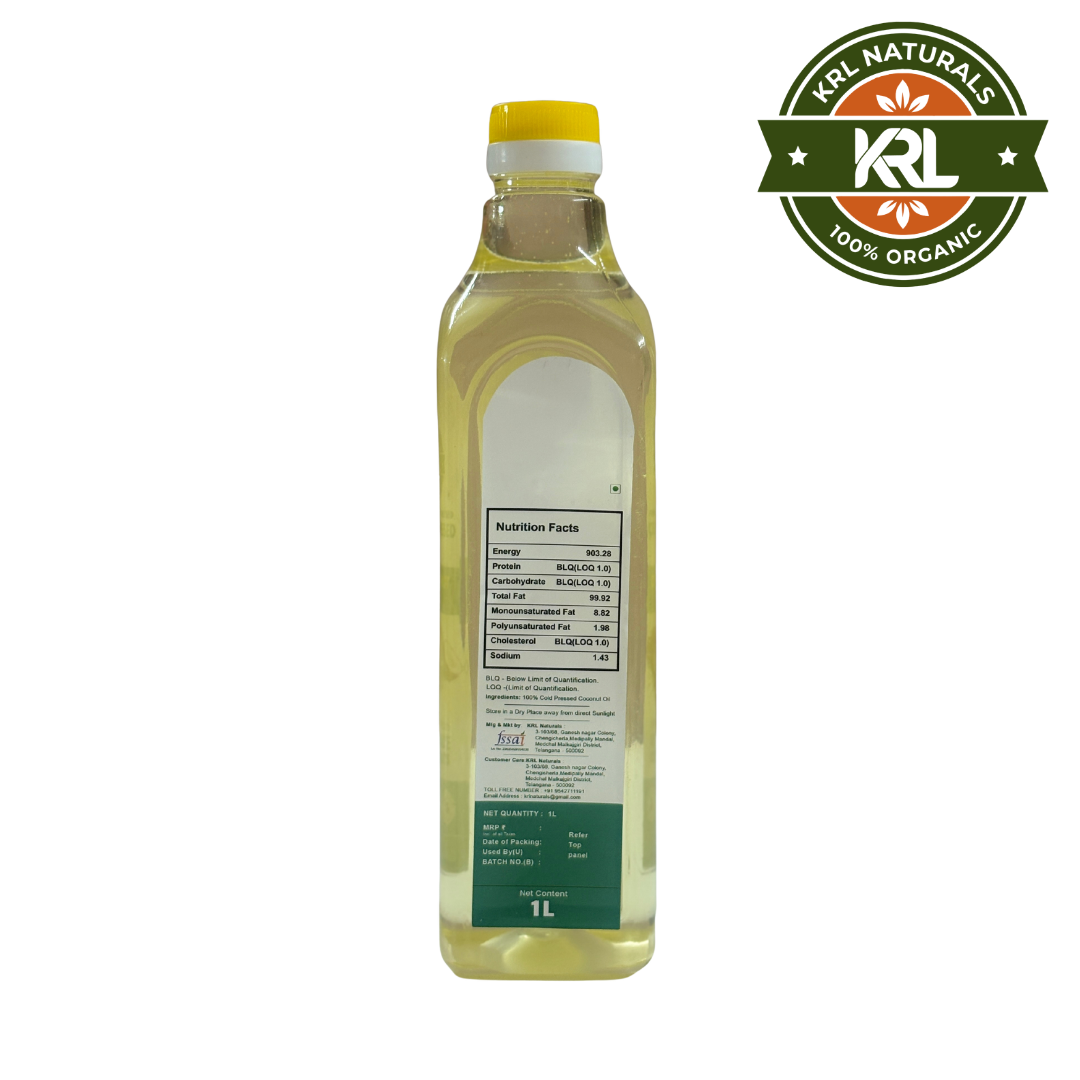 KRL Naturals Cold Pressed Coconut Oil 1L | 100% Pure & Unrefined - Image 2
